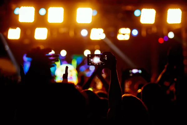 People makes photo with His smartphone on concerts