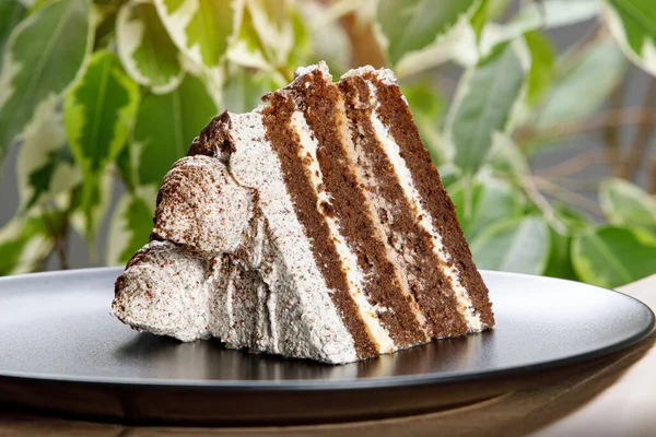 Ein Stück Cremiger Kaffeekuchen — Stockfoto