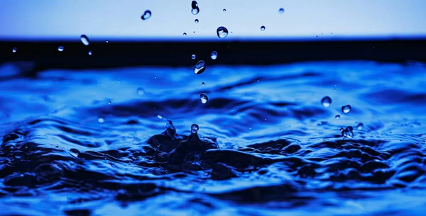 Salpicos Gotas Superfície Água — Fotografia de Stock