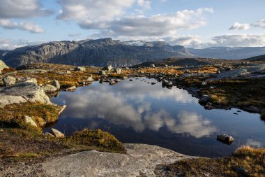 Mountain Gölü. Kayalarla çevrili su yüzeyi