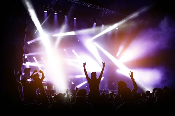 Silhouette Crowd Concert Music Fans Show — Stock Photo, Image