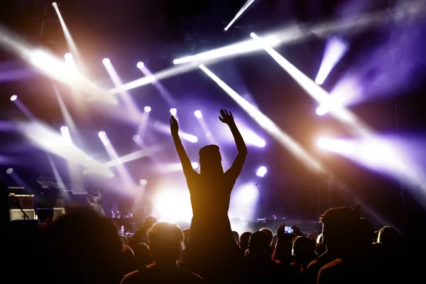Silhouette Concert Foule Fans Musique Sur Spectacle — Photo