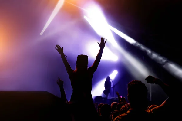 Silhueta Concerto Multidão Fãs Música Show — Fotografia de Stock