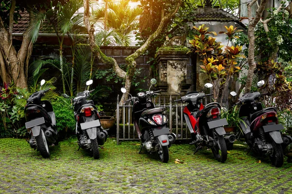 Motorfietsen Groep Parkeren Stad Straat Tijdens Avontuurlijke Reis Motorrijders Gemeenschap — Stockfoto