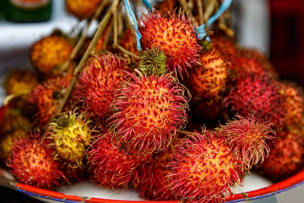 Textura Fruta Tropical Rambutão Bali Indonésia — Fotografia de Stock