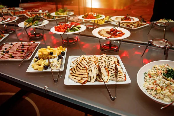 Banquete Restaurante Varios Manjares Aperitivos Evento Gala Servicios Catering —  Fotos de Stock
