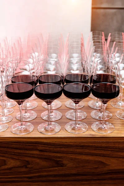 Wine Glasses Glasses White Wine Bar Counter Small Focus Depth — Stock Photo, Image
