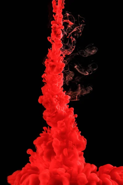 Fondo Abstracto Rojo Salpicaduras Tinta Agua Sobre Negro — Foto de Stock