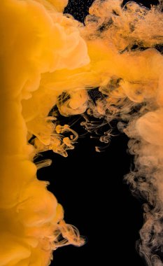 Siyah arkaplanda soyut sarı dalgalar