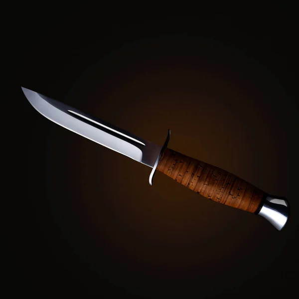 Hunting Knife Wooden Handle Dark Background — Stock Photo, Image