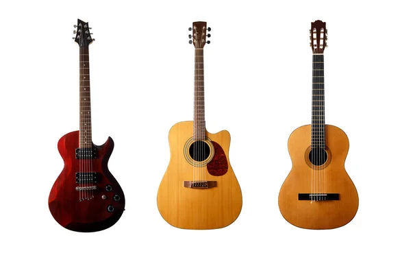 Beyaz izole bir arkaplanda gitar seti
