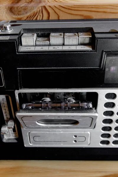 Old tape recorder with audio cassette