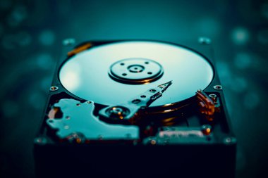 Bilgisayar HDD Hard Disk Sürücüsü. Disk yakın plan