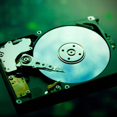 Bilgisayar HDD Hard Disk Sürücüsü. Disk yakın plan