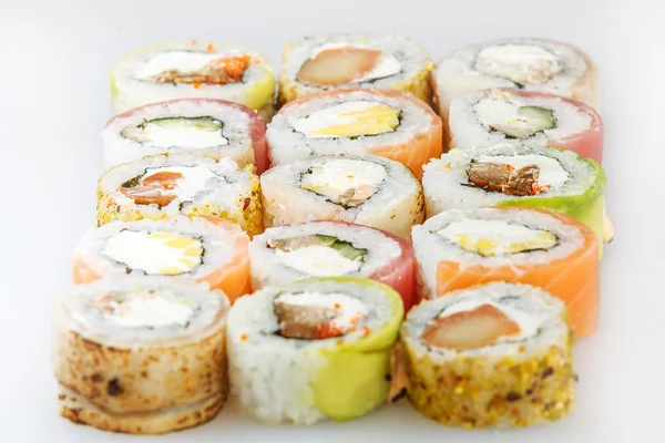 Sushi set. Rolls with salmon and vegetables — Stock Photo, Image