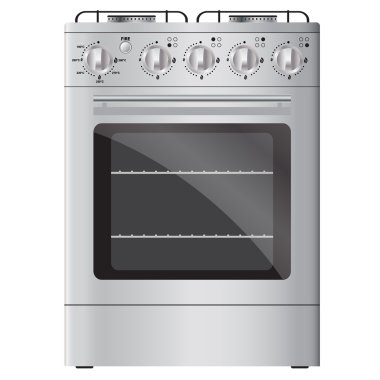 Elektrikli ateşleme, gümüş rengi ile modern gaz sobası. İzole 