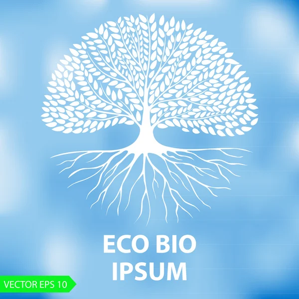 Bir ağacın üzerinde mavi arka plan bulanık beyaz siluet. 