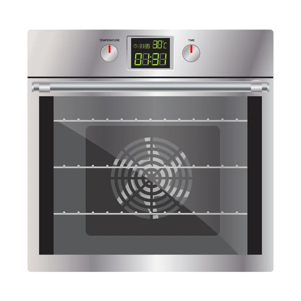 Modern fırın gümüş. Gerçekçi vektör görüntü. Beyaz izole.