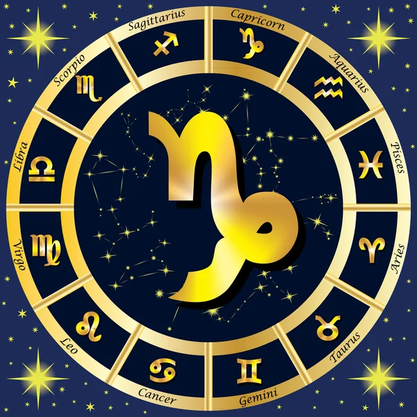Zodiac Signs, Zodiac constellations. Sign of Capricorn. — Stock Vector