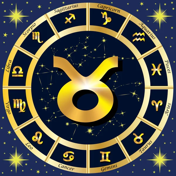 Horoszkóp, állatövi csillagképek. A bika jele. — Stock Vector