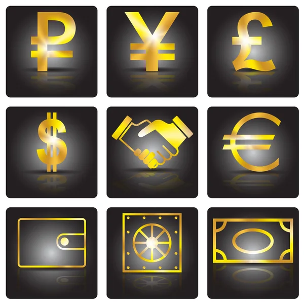 Finans. Siyah bir zemin üzerine altın işaretleri