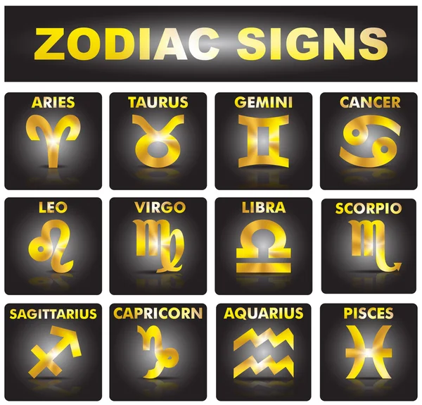 Altın zodyak işaretleri kümesi.