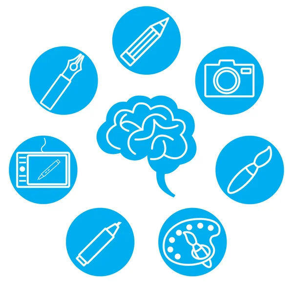 Araçları yaratıcı olmak sanatçı için ayarlayın. Basit grafik simgeleri.