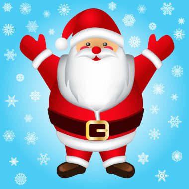 Noel Baba ve kar taneleri ayarlayın. Vektör görüntü.