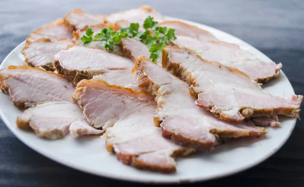 Traditional Sliced Honey Glazed Ham Ready Holidays — Stock Photo, Image