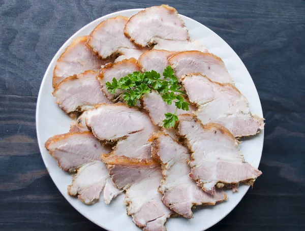 Traditional Sliced Honey Glazed Ham Ready Holidays — Stock Photo, Image