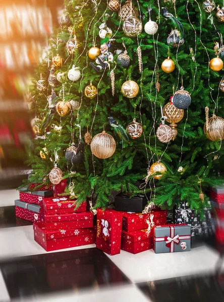 Gifts Christmas Tree Boxes Surprises Santa Claus Tree Christmas Happy — Stock Photo, Image