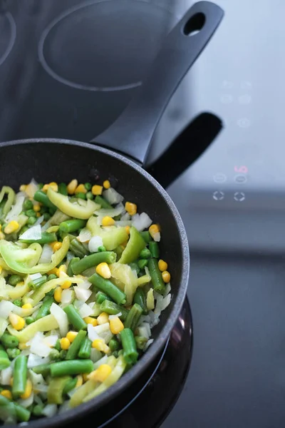 Prato Vegetariano Guisado Verduras Frescas Uma Panela Close Alimentos Saudáveis — Fotografia de Stock