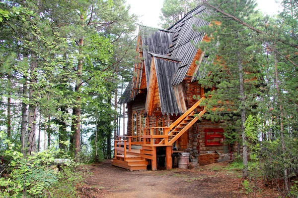 Une Vieille Maison Russe Bois Rondins Ronds Appelée Terem — Photo