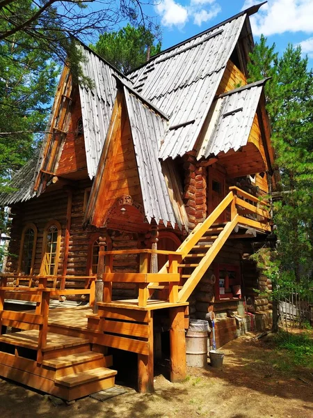 Старий Російський Дерев Яний Будинок Круглих Колод Називається Темом — стокове фото