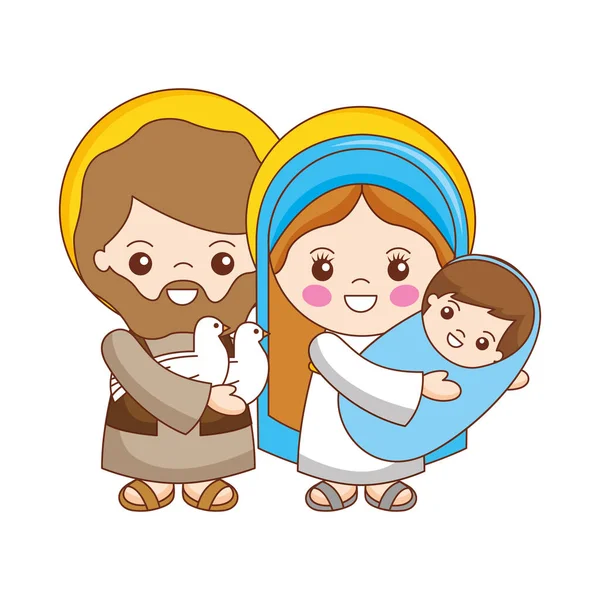 Святая Семейная Карикатура Мультфильмом Про Иисуса Векторная Иллюстрация — стоковый вектор