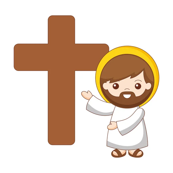 Jesus Cross Cartoon Isolated White Background Vector Illustration — Stock Vector