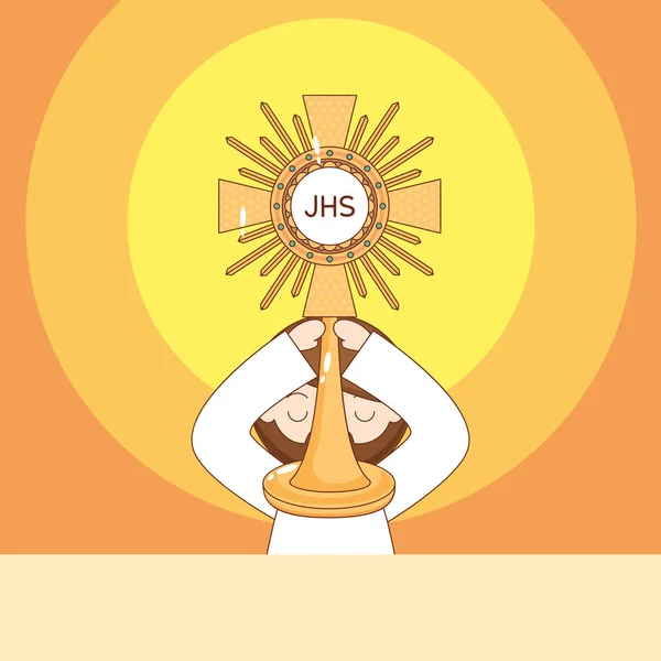 Jesus Eucharist Tecknad Film Vektor Illustration — Stock vektor