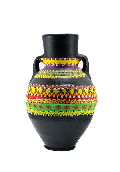 Vaso de cerámica pintada artística negra egipcia (árabe: Kolla ) — Foto de Stock