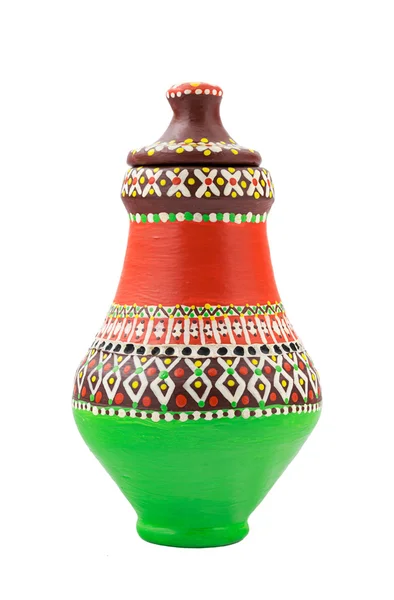 Vase de poterie colorée décoré égyptien (arabe : Kolla ) — Photo