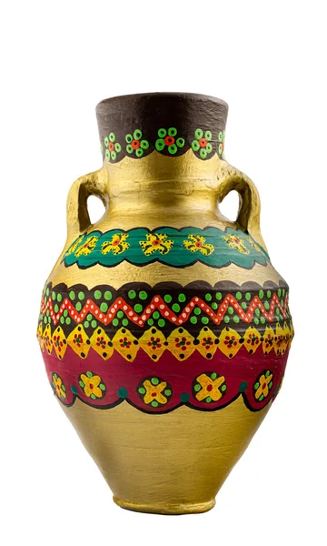 Egyptské nádoby zlaté malovaná keramika — Stock fotografie