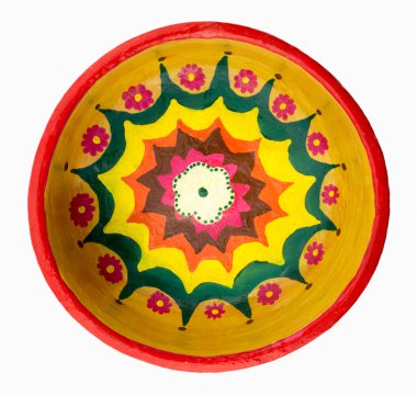 Pottery painted colorful handcrafted plate clipart