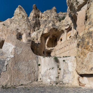 Dark Church, Karanlik Kilise, Goreme Açık Hava Müzesi, UNESCO Dünya Mirası Alanı, Kapadokya, Türkiye 'de kaya kesimi bir manastır