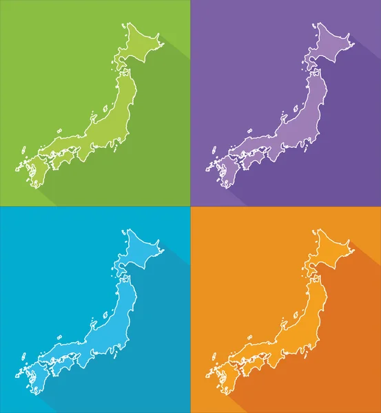 Colorful maps - Japan — Stock Vector