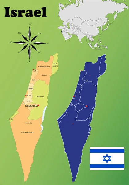 Israel mapas — Vector de stock