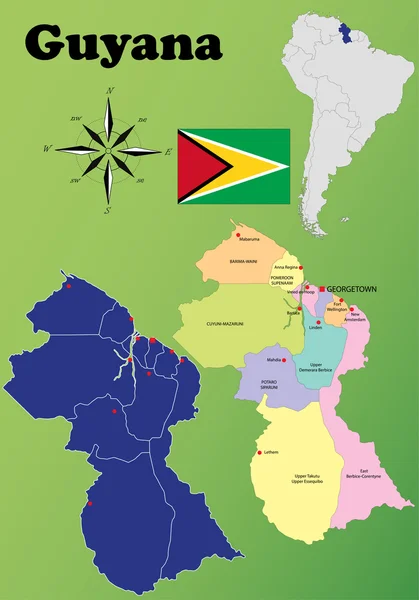 Guyana mappe — Vettoriale Stock