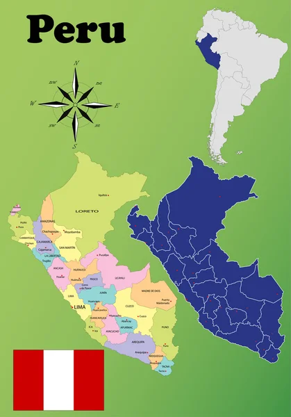 Perú mapas — Vector de stock
