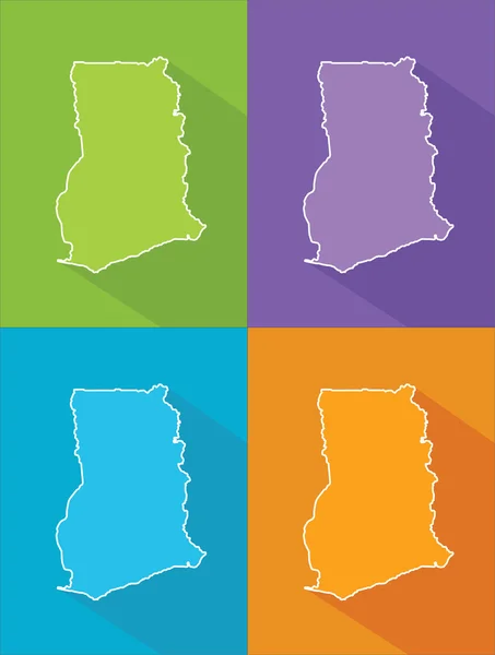 Mapas coloridos - Ghana — Vector de stock