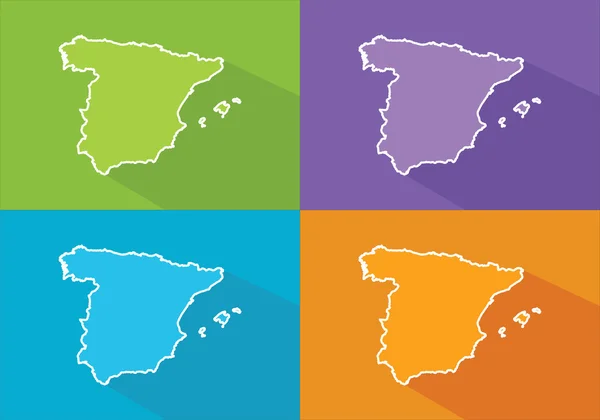 Mapas coloridos - Espanha —  Vetores de Stock