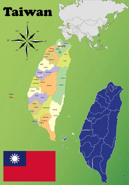 Taiwan mappe — Vettoriale Stock