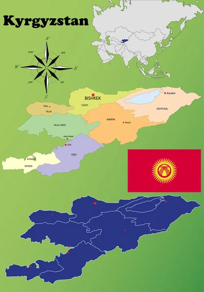 Peta Kirgizstan - Stok Vektor
